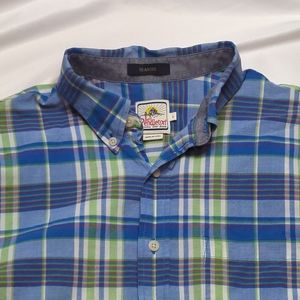 Pendleton Shirt Men's Large Adult Plaid Surf Seaside Short Sleeve Blue Button.